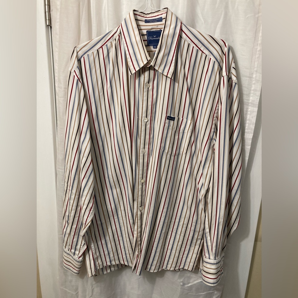 Façonnable Striped Button-Up Long Sleeve Dress Shirt